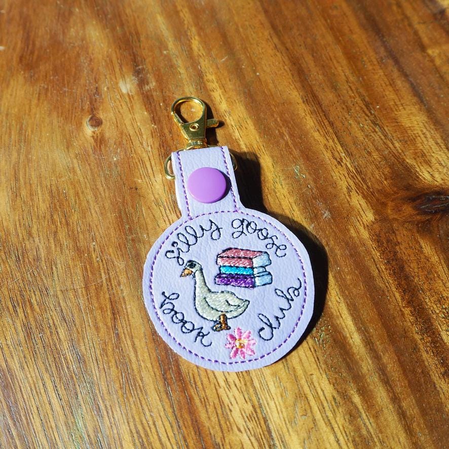 Silly Goose Book Club Embroidered Keychain