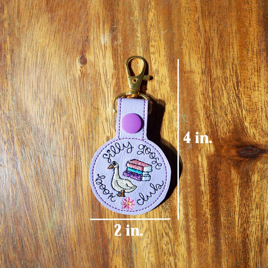 Silly Goose Book Club Embroidered Keychain