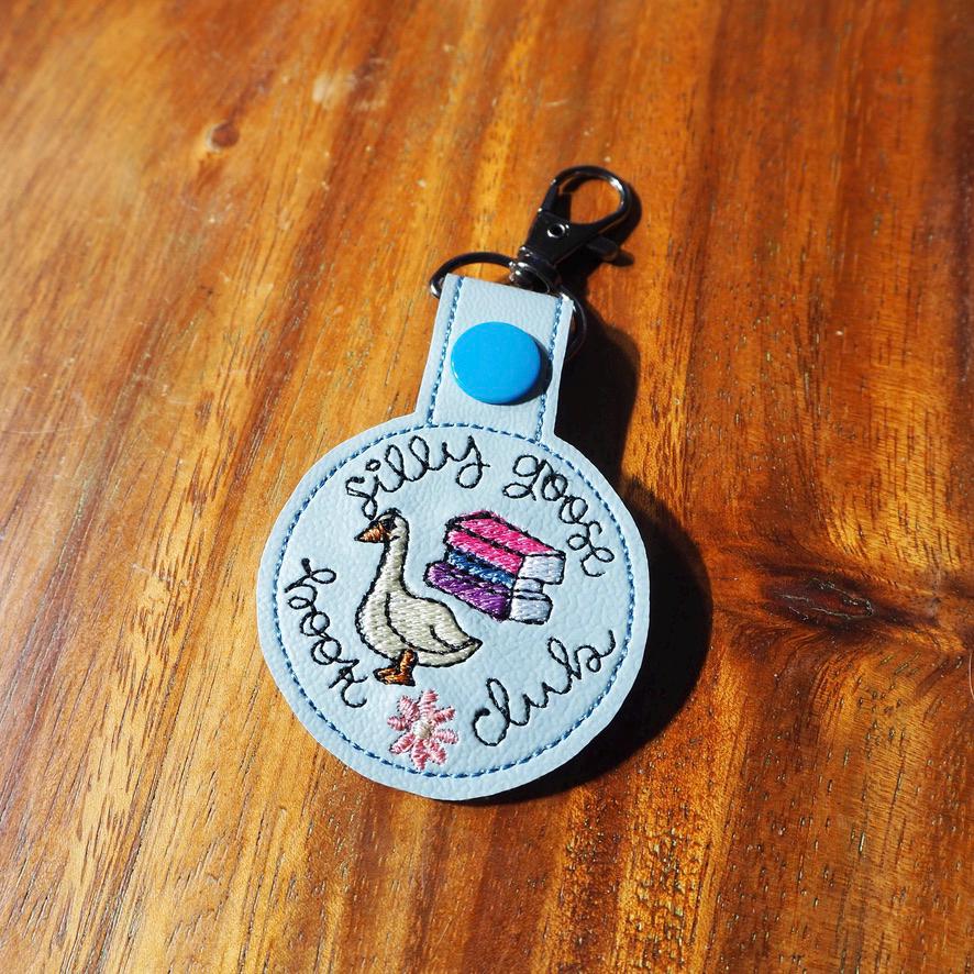 Silly Goose Book Club Embroidered Keychain