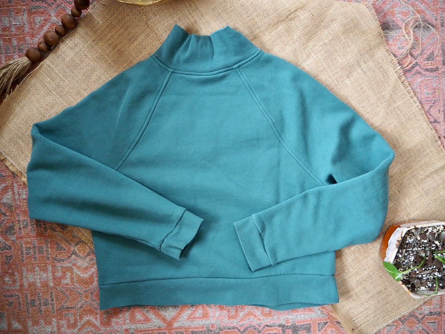 Green Embroidered Floral Forest Sweatshirt | Size Extra Small