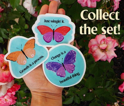 Growth Is A Process Butterfly Vinyl Sticker