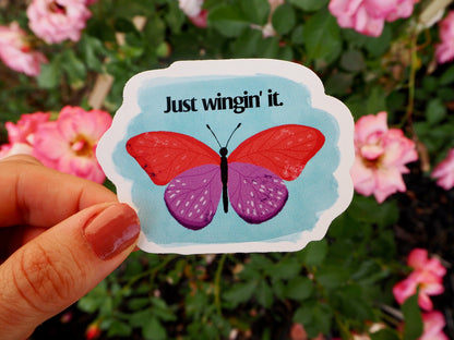 Just Wingin' It Butterfly Vinyl Sticker