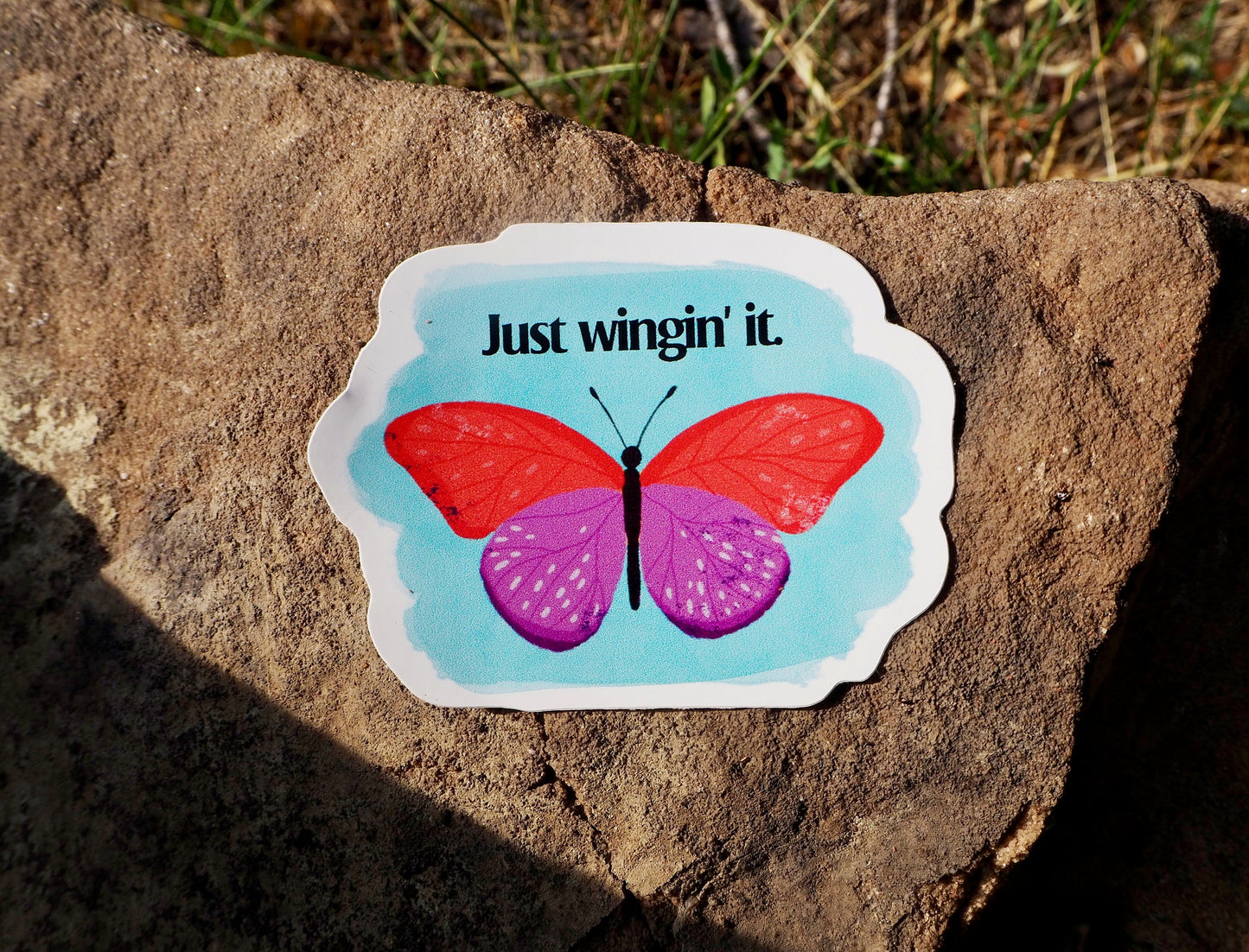 Just Wingin' It Butterfly Vinyl Sticker