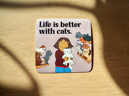 Life is Better With Cats Francine Sticker