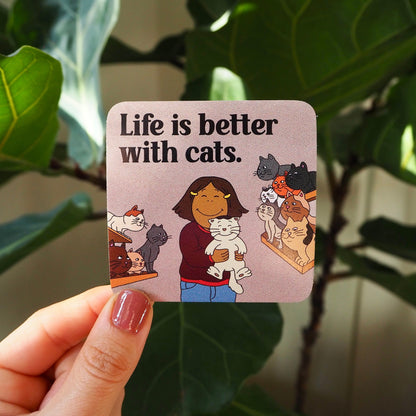 Life is Better With Cats Francine Sticker