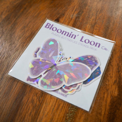 Purple Butterfly Holographic Sticker Pack