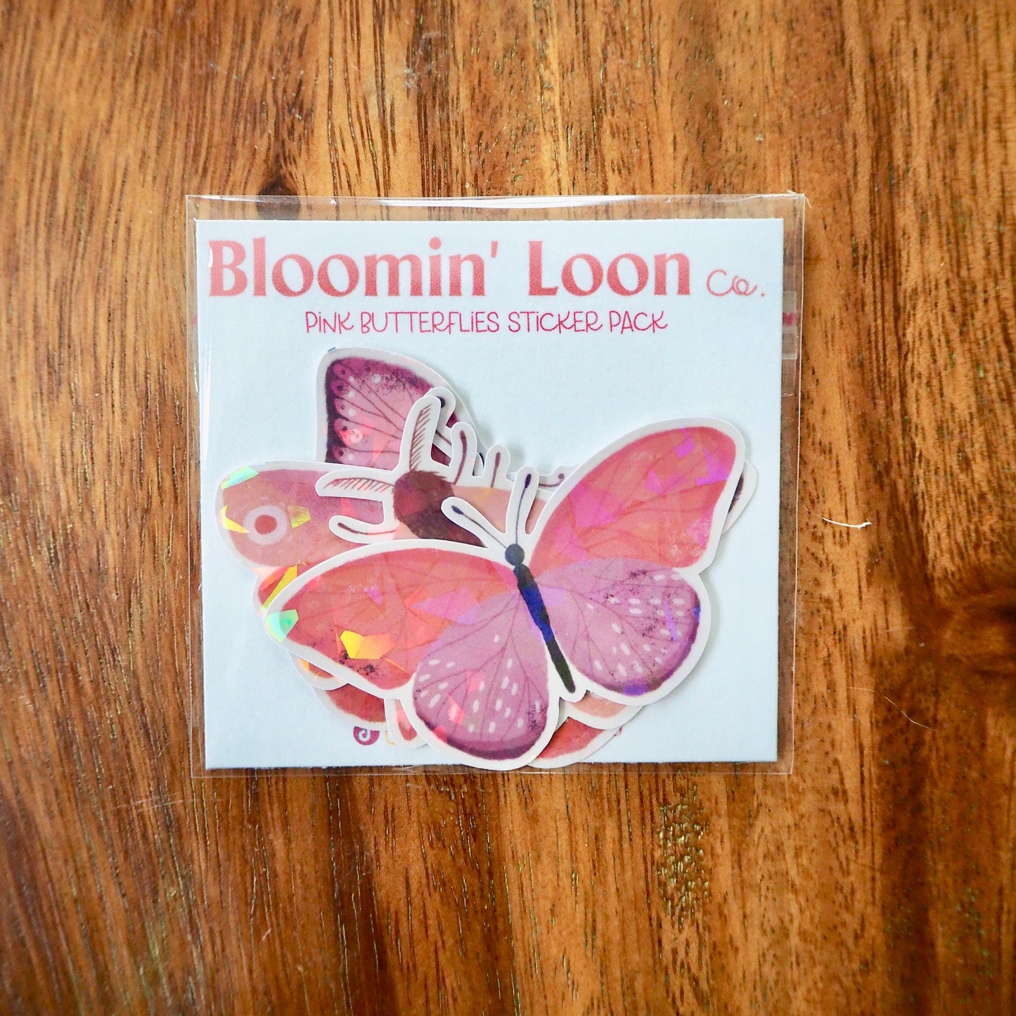 Pink Butterfly Holographic Sticker Pack