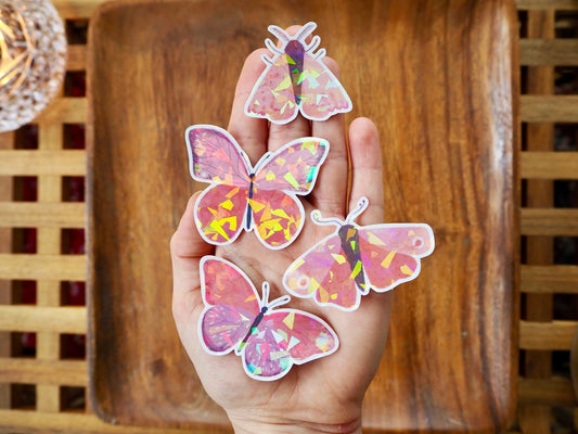 Pink Butterfly Holographic Sticker Pack