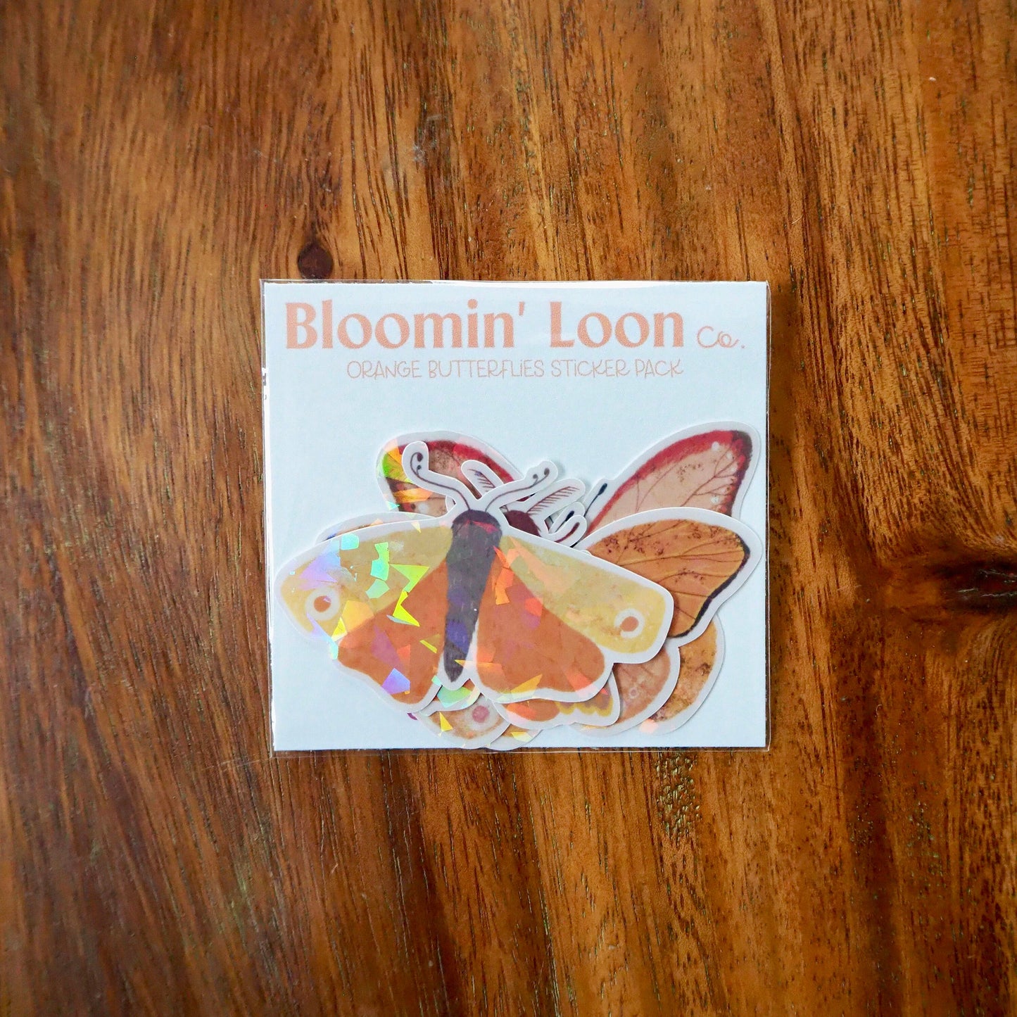 Orange Butterfly Holographic Sticker Pack