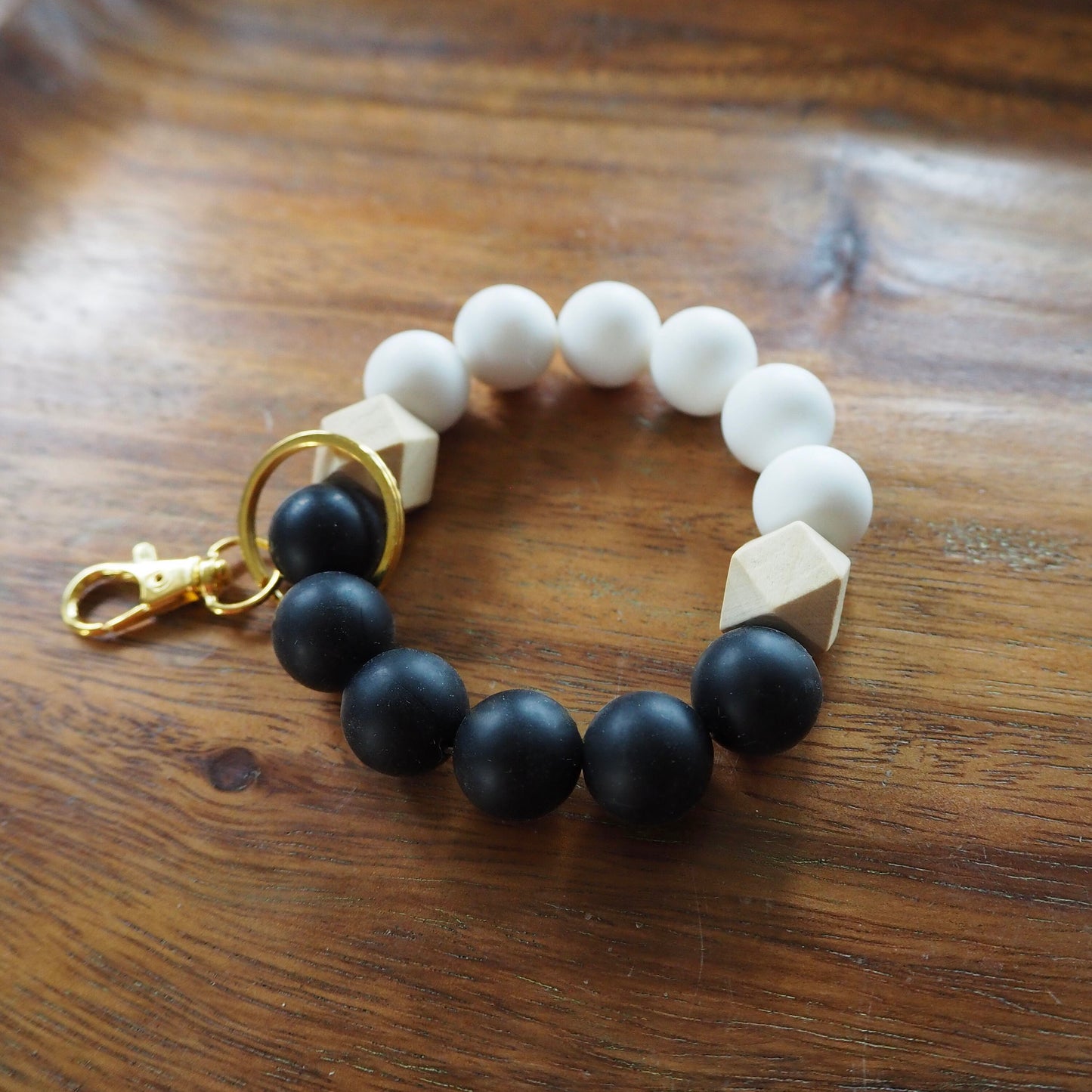 Black & White Silicone Beaded Wristlet | Size Small
