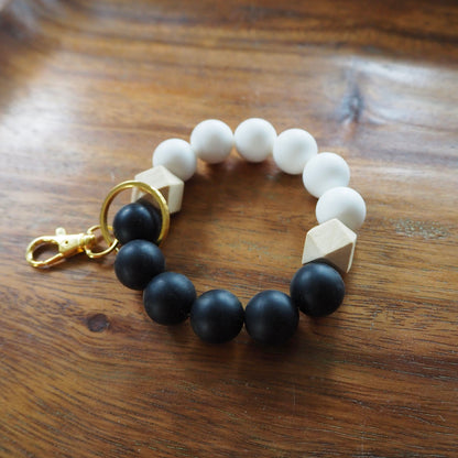 Black & White Silicone Beaded Wristlet | Size Small