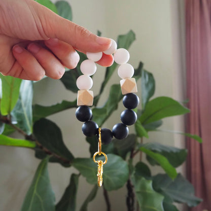 Black & White Silicone Beaded Wristlet | Size Small