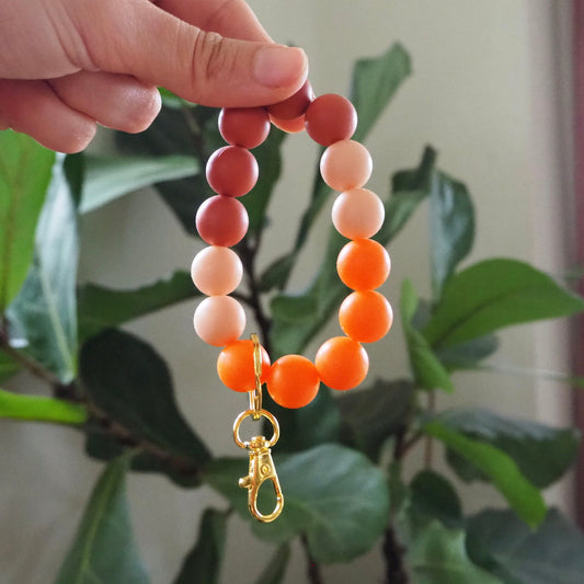 Orange Silicone Beaded Wristlet  | Size Small