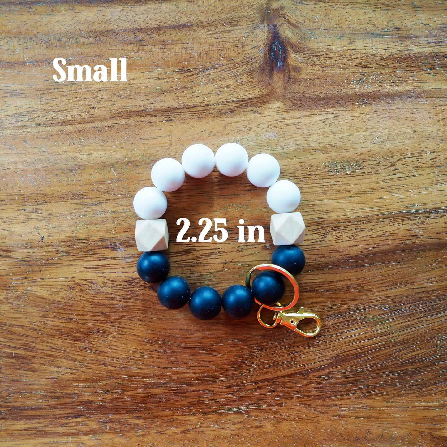 Black & White Silicone Beaded Wristlet | Size Small