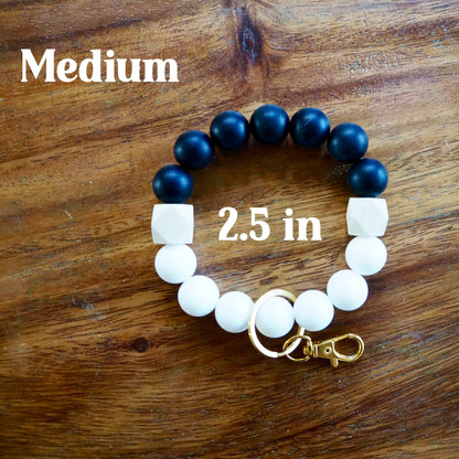 Black & White Silicone Beaded Wristlet | Size Medium