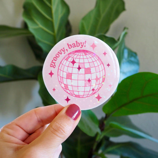 Pink Groovy Baby Disco Sparkle Sticker