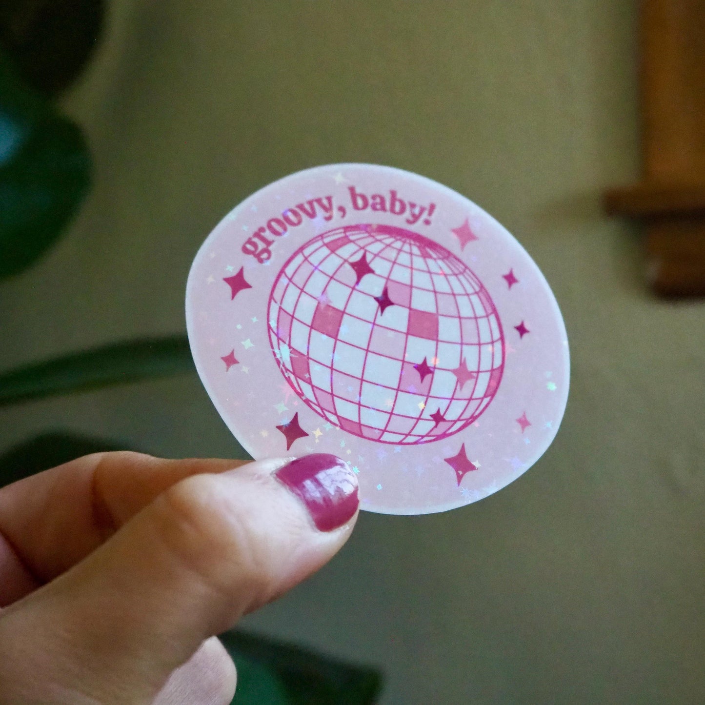 Pink Groovy Baby Disco Sparkle Sticker