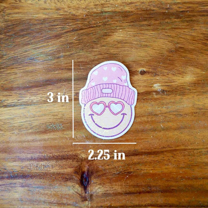 Smiley Face Beanie Sparkle Sticker