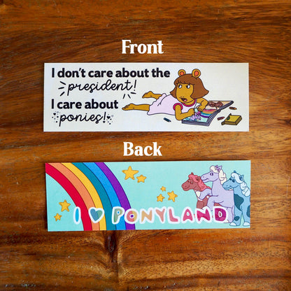 DW Ponies Over Presidents Double-Sided Bookmark