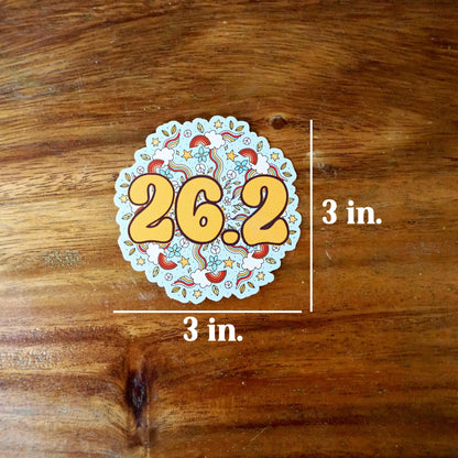 26.2 Marathon Groovy Retro Sticker