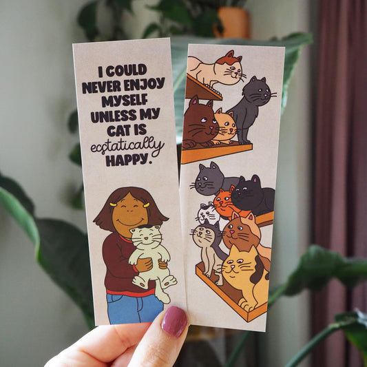 Fern Happy Cat Double Sided Bookmark