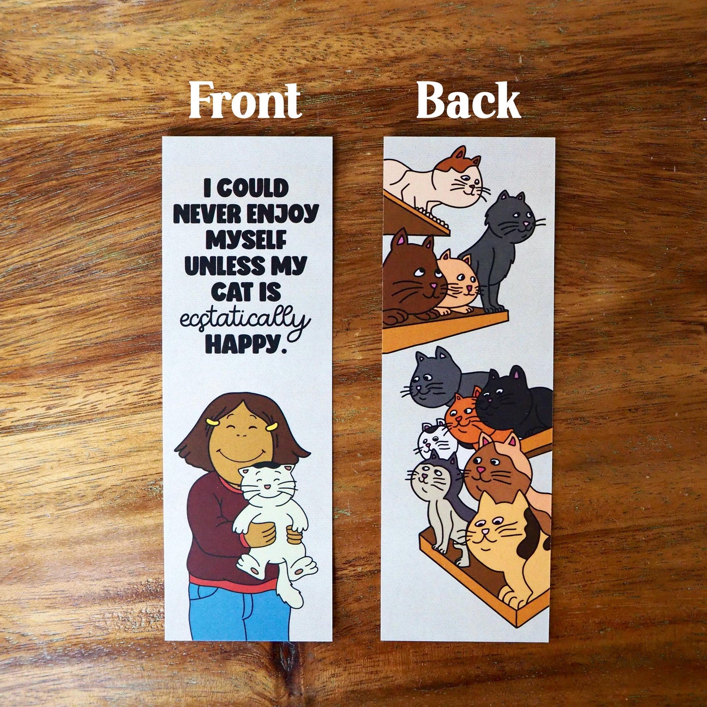 Fern Happy Cat Double Sided Bookmark