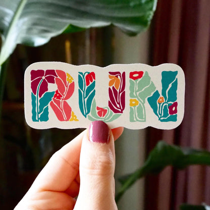 RUN Floral Sticker