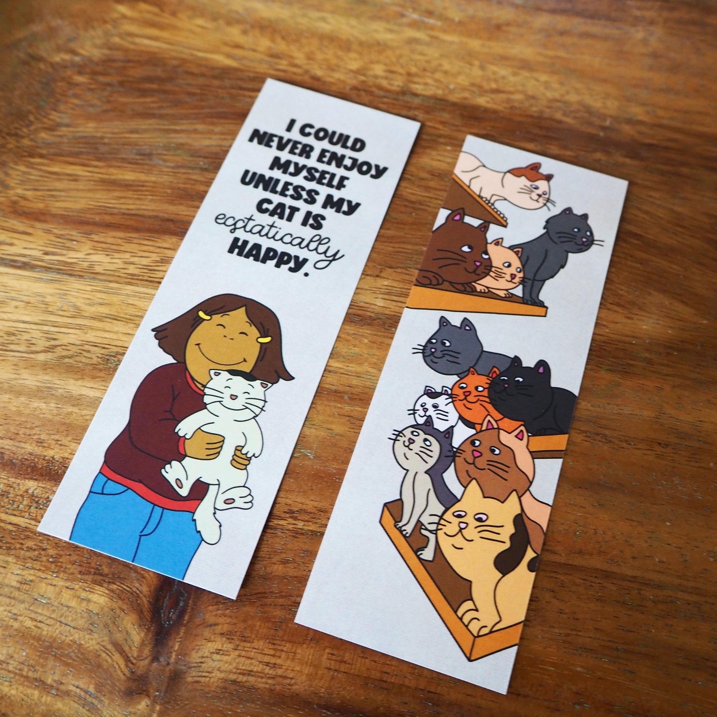 Fern Happy Cat Double Sided Bookmark