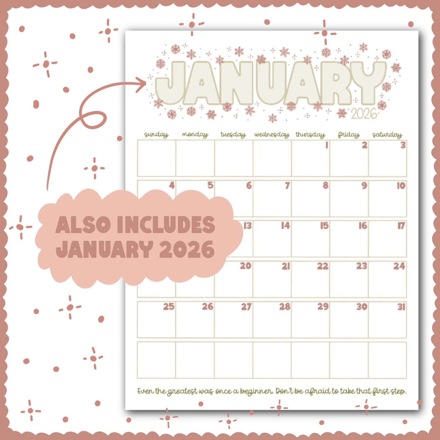 Floral & Earthy 2025 8.5 x 11 Printable Calendar