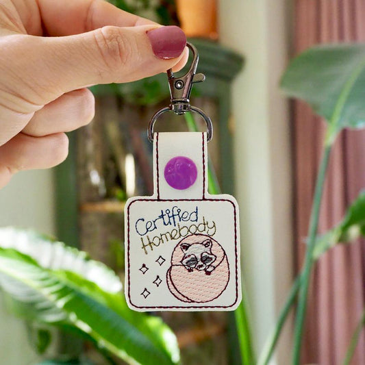 Certified Homebody Embroidered Keychain