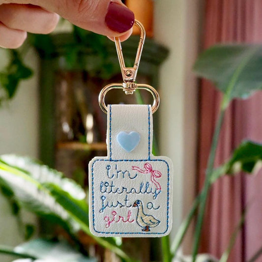 Literally Just a Girl Embroidered Keychain
