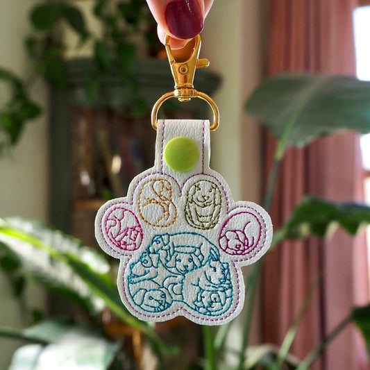 Dog Pawprint Embroidered Keychain