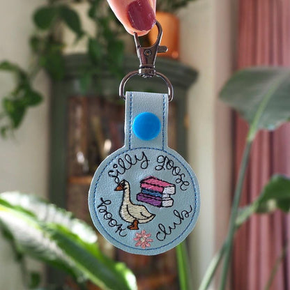 Silly Goose Book Club Embroidered Keychain