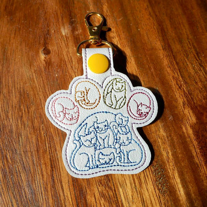 Cat Pawprint Embroidered Keychain