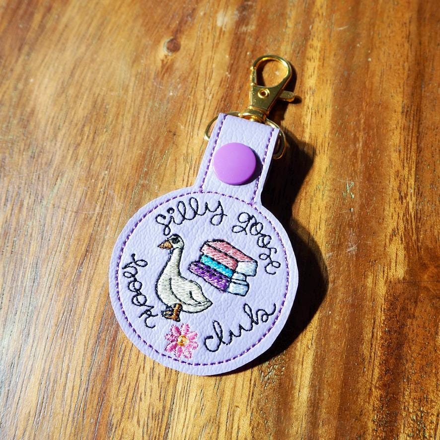 Silly Goose Book Club Embroidered Keychain