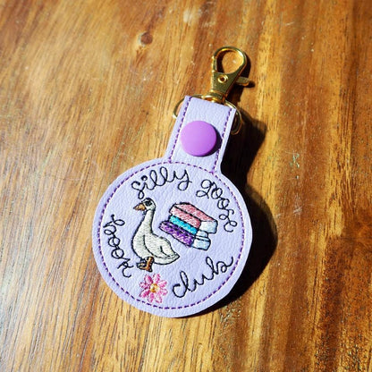Silly Goose Book Club Embroidered Keychain