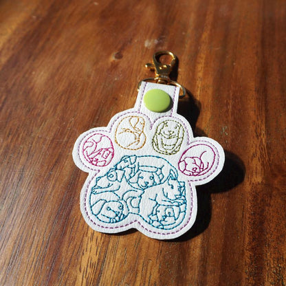 Dog Pawprint Embroidered Keychain