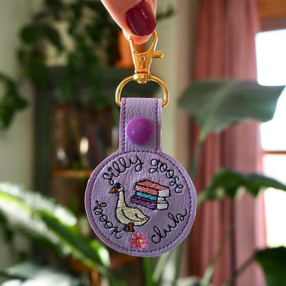 Silly Goose Book Club Embroidered Keychain
