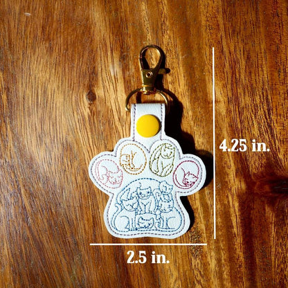 Cat Pawprint Embroidered Keychain