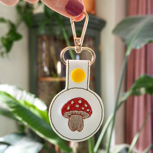 Mushroom Embroidered Keychain